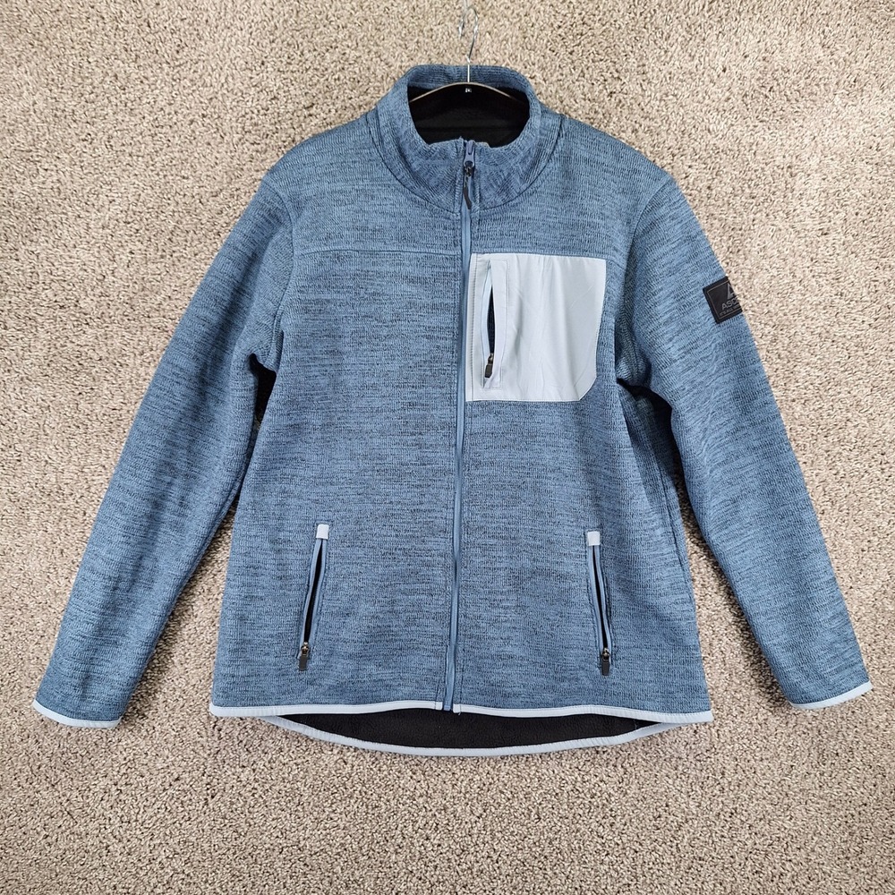 Ascend Jacket Mens XL Blue Fleece Lined Textured Long Sleeve Chest Pocket Zip Up